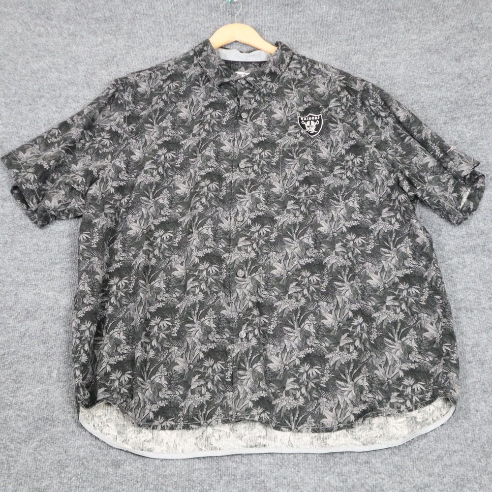 Tommy Bahama Las Vegas Raiders Hawaiian Shirt 100%‎ Silk Mens 2XL Floral NFL